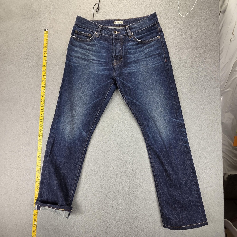 Norman Russell Jeans Mens Selvedge Blue Slim Made in USA Whiskers Fits 32x29